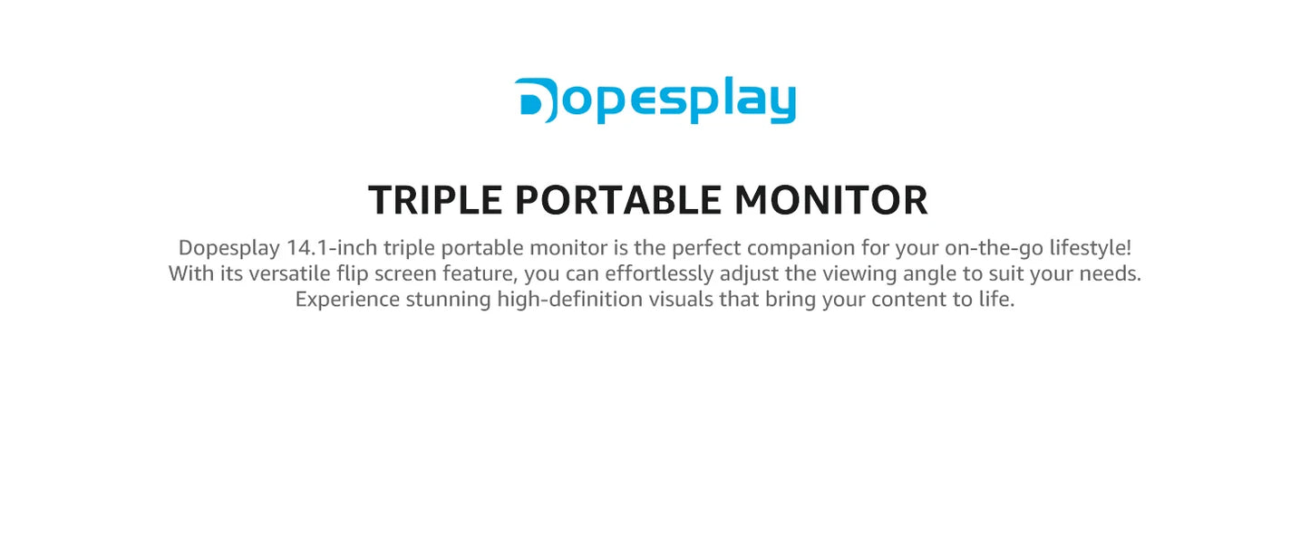 Dopesplay 14.1" Triple Portable Laptop Monitor