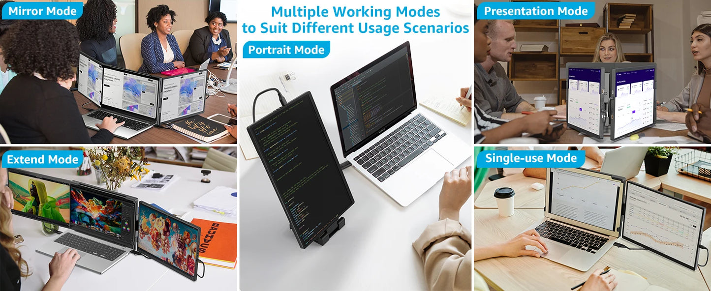 Dopesplay 14.1" Triple Portable Laptop Monitor